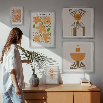 Komplet ujemajočih se slik Elegantno cvetje in geometrija