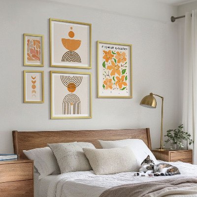 Komplet ujemajočih se slik Elegantno cvetje in geometrija
