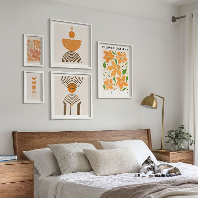 Komplet ujemajočih se slik Elegantno cvetje in geometrija