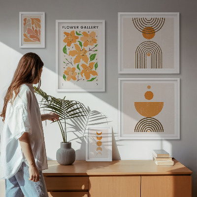 Komplet ujemajočih se slik Elegantno cvetje in geometrija