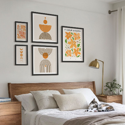 Komplet ujemajočih se slik Elegantno cvetje in geometrija