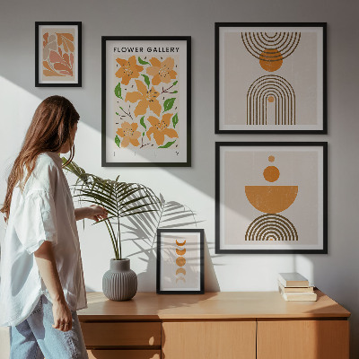Komplet ujemajočih se slik Elegantno cvetje in geometrija