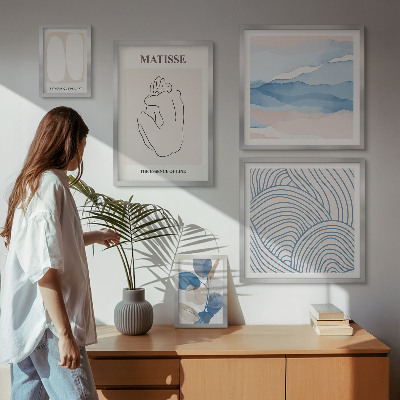 Set 5 slik v okvirju Elegantna naravna abstraktna grafika