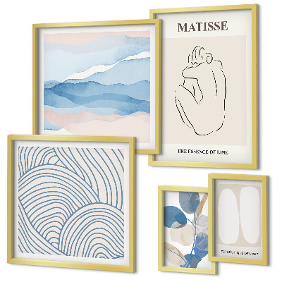 Set 5 slik v okvirju Elegantna naravna abstraktna grafika