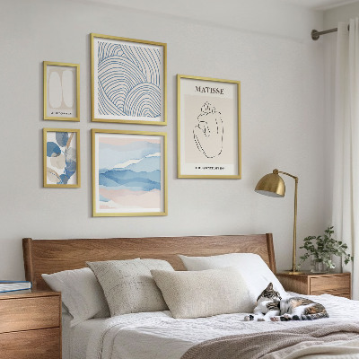 Set 5 slik v okvirju Elegantna naravna abstraktna grafika