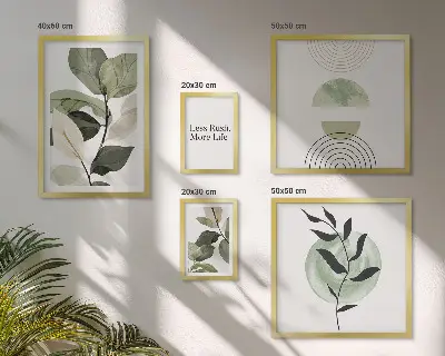 Komplet ujemajočih se slik elegantna grafika za notranjost z motivom rastlin