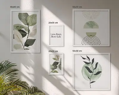 Komplet ujemajočih se slik elegantna grafika za notranjost z motivom rastlin