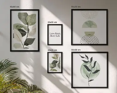 Komplet ujemajočih se slik elegantna grafika za notranjost z motivom rastlin
