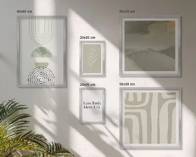 Poliptih Elegantna pastelna naravna grafika v okvirju