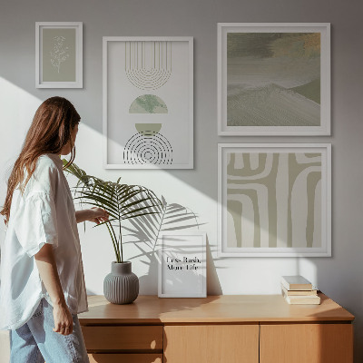 Poliptih v okvirju Elegantna pastelna naravna grafika