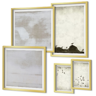Set 5 slik v okvirju Minimalistične ptice v letu