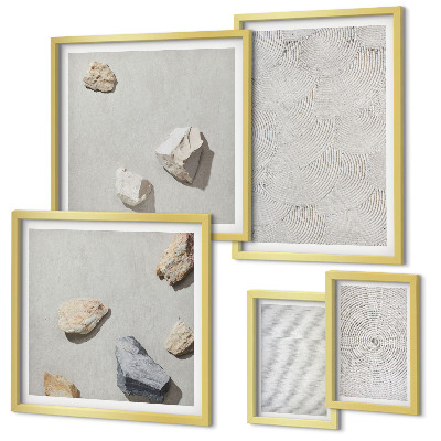 Set 5 slik v okvirju Geometrični kartonski kamni