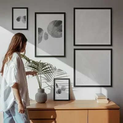 Komplet ujemajočih se slik z abstraktnim motivom brizg barve