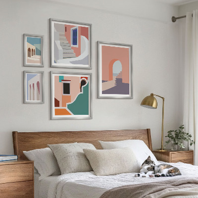 Poliptih v okvirju Pastelna arhitekturna grafika