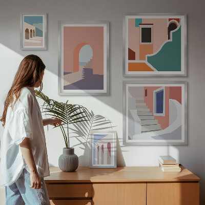 Poliptih v okvirju Pastelna arhitekturna grafika