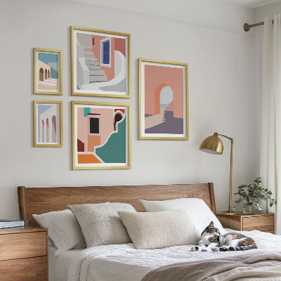 Poliptih v okvirju Pastelna arhitekturna grafika