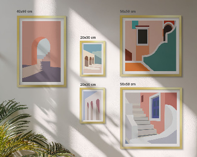 Poliptih v okvirju Pastelna arhitekturna grafika