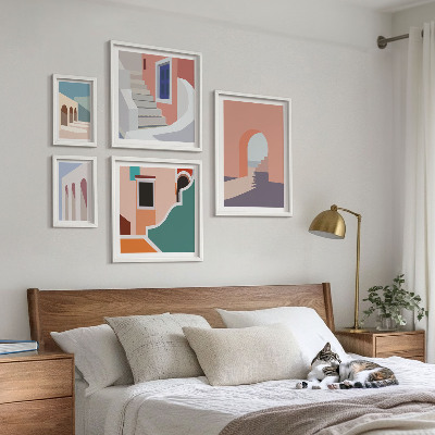 Poliptih v okvirju Pastelna arhitekturna grafika