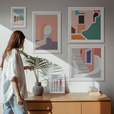 Poliptih v okvirju Pastelna arhitekturna grafika