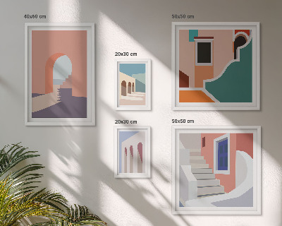 Poliptih v okvirju Pastelna arhitekturna grafika