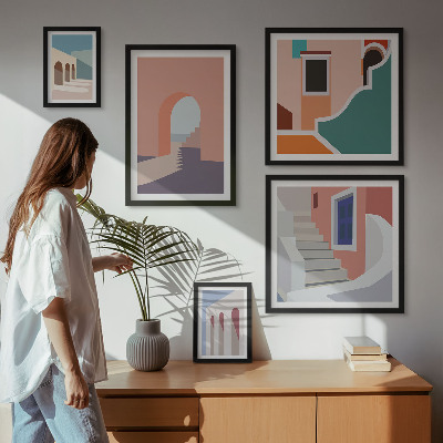 Poliptih v okvirju Pastelna arhitekturna grafika