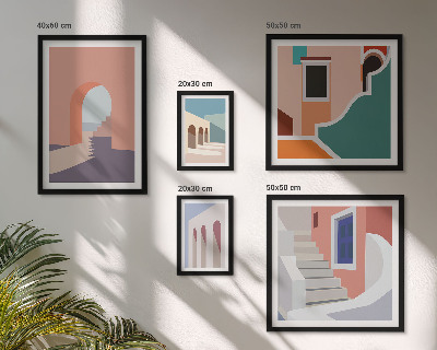 Poliptih v okvirju Pastelna arhitekturna grafika