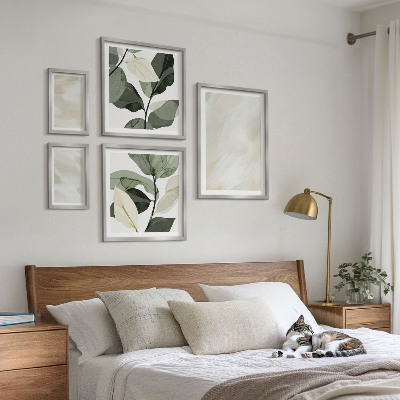 Set 5 slik v okvirju Svetle barve abstraktni boho