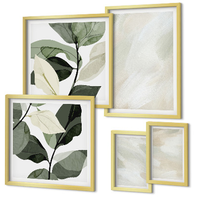 Set 5 slik v okvirju Svetle barve abstraktni boho