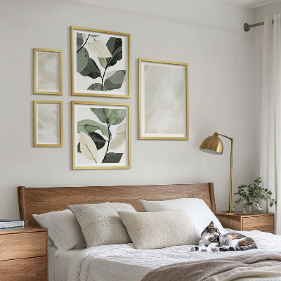 Set 5 slik v okvirju Svetle barve abstraktni boho