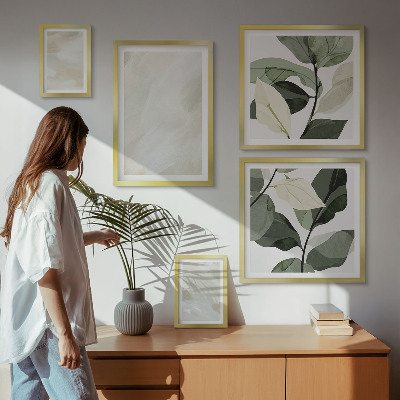 Set 5 slik v okvirju Svetle barve abstraktni boho