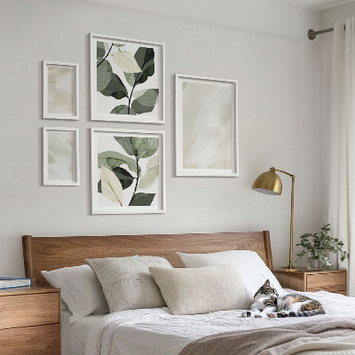 Set 5 slik v okvirju Svetle barve abstraktni boho