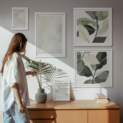 Set 5 slik v okvirju Svetle barve abstraktni boho