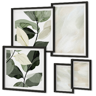 Set 5 slik v okvirju Svetle barve abstraktni boho