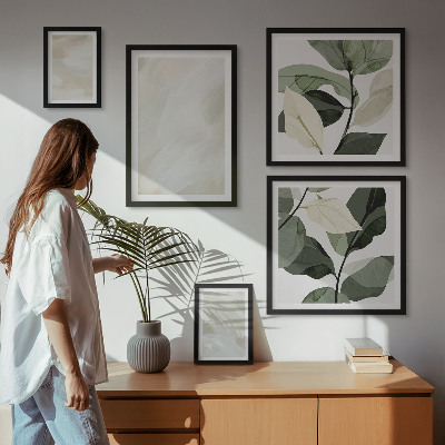 Set 5 slik v okvirju Svetle barve abstraktni boho