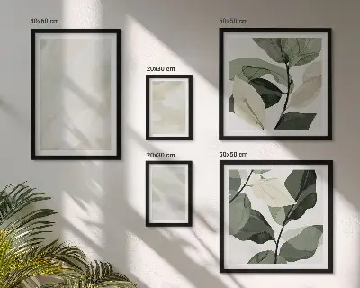 Komplet 5 slik v okvirju svetle abstraktne boho barve