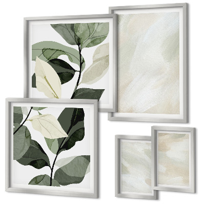 Set 5 slik v okvirju Svetle barve abstraktni boho