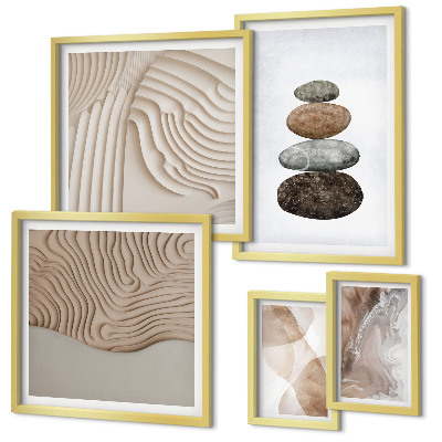 Set 5 slik v okvirju Abstraktne pastelne oblike