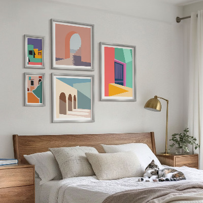 Poliptih v okvirju Barvite ilustracije mesta