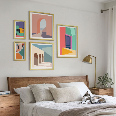 Poliptih v okvirju Barvite ilustracije mesta