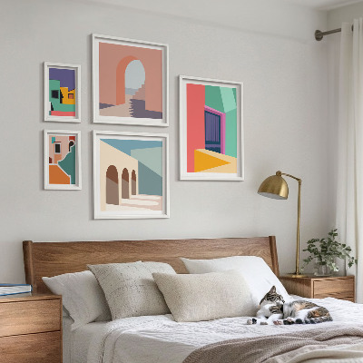 Poliptih v okvirju Barvite ilustracije mesta