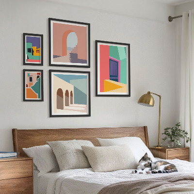 Poliptih v okvirju Barvite ilustracije mesta