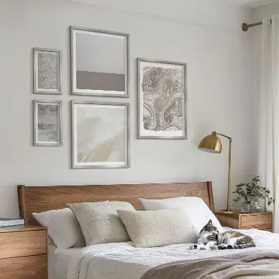 Industrijski abstraktni vzorci komplet 5 slik v okvirju