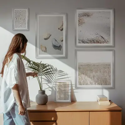 Komplet ujemajočih se slik z boho naravnimi teksturami
