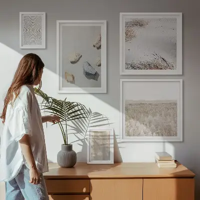 Komplet ujemajočih se slik z boho naravnimi teksturami