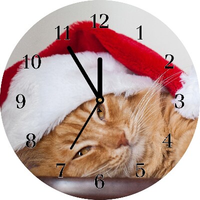 Steklena ura Cat Cap Santa Claus