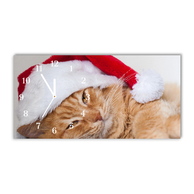 Steklena ura Cat Cap Santa Claus