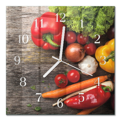 Steklena stenska ura Zelenjava