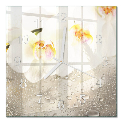 Steklena stenska ura Orhideja