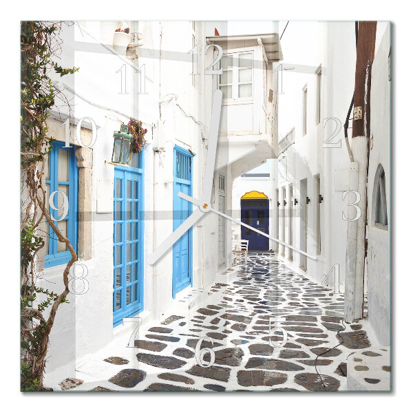 Steklena stenska ura Santorini