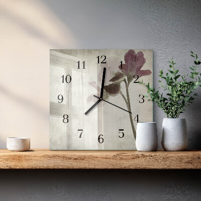 Kvadratna stenska ura Starinski cvet